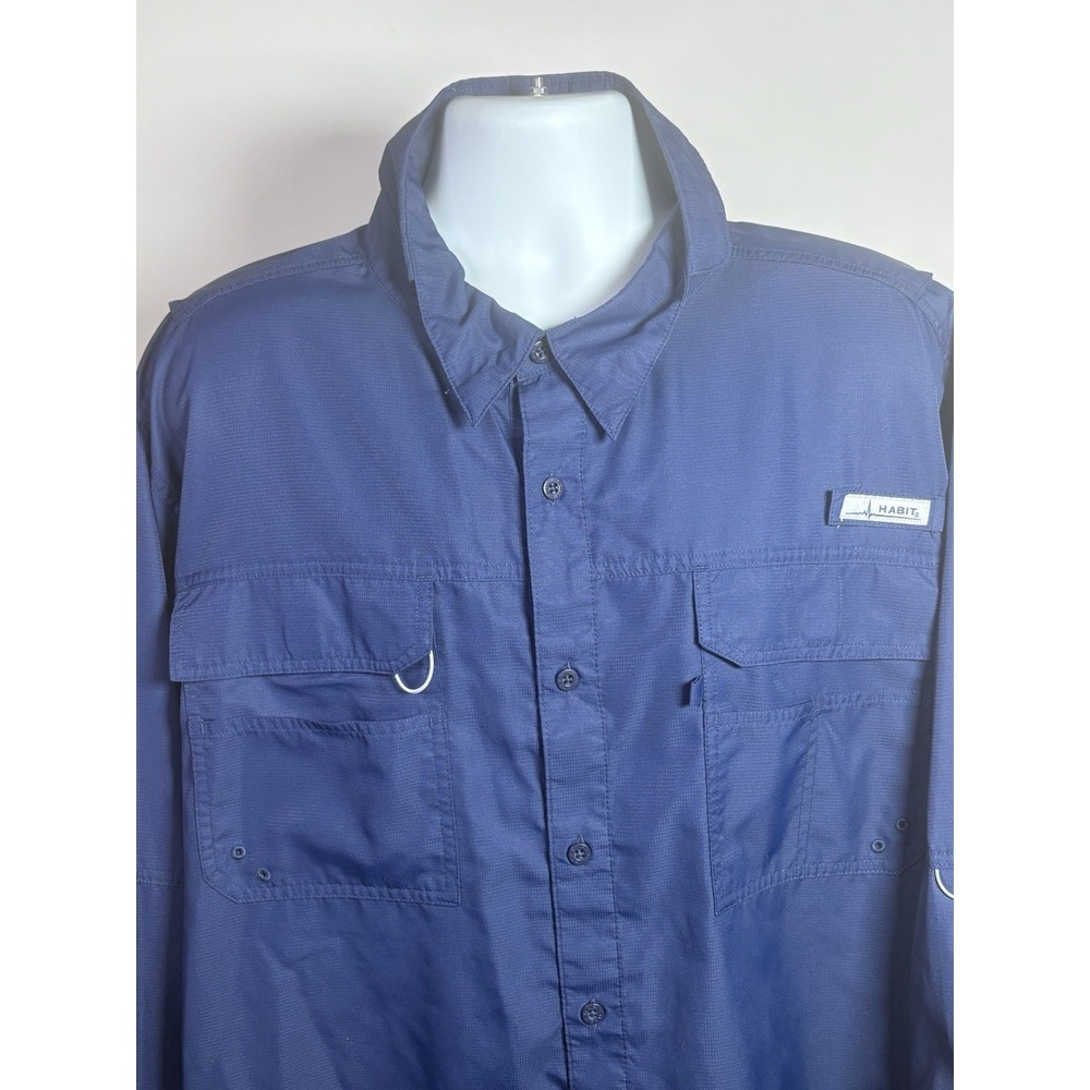 Habit Mens Shirt Size 3XL Outdoor Fishing Short Sleeve Blue 40+ Solar Vented